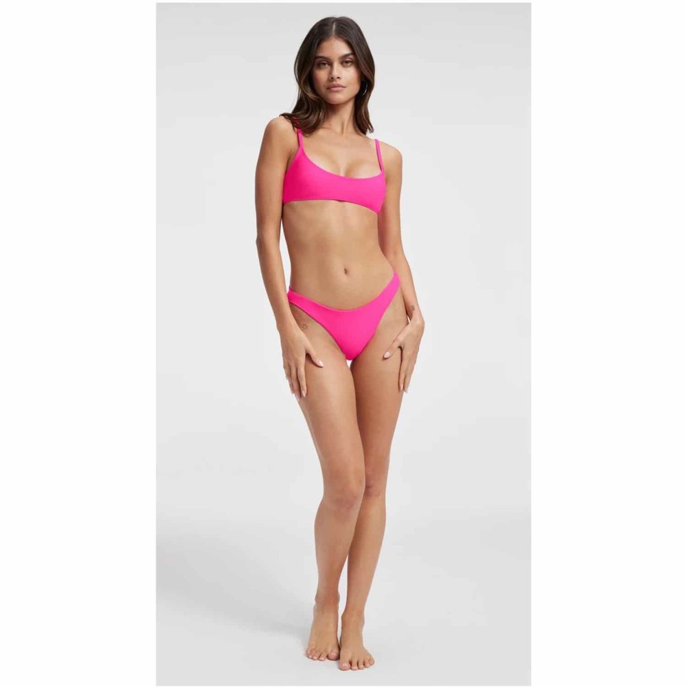SOLID&STRIPED Elle Deep Scoop Bikini Top/Bottom XS fluorescent Pink